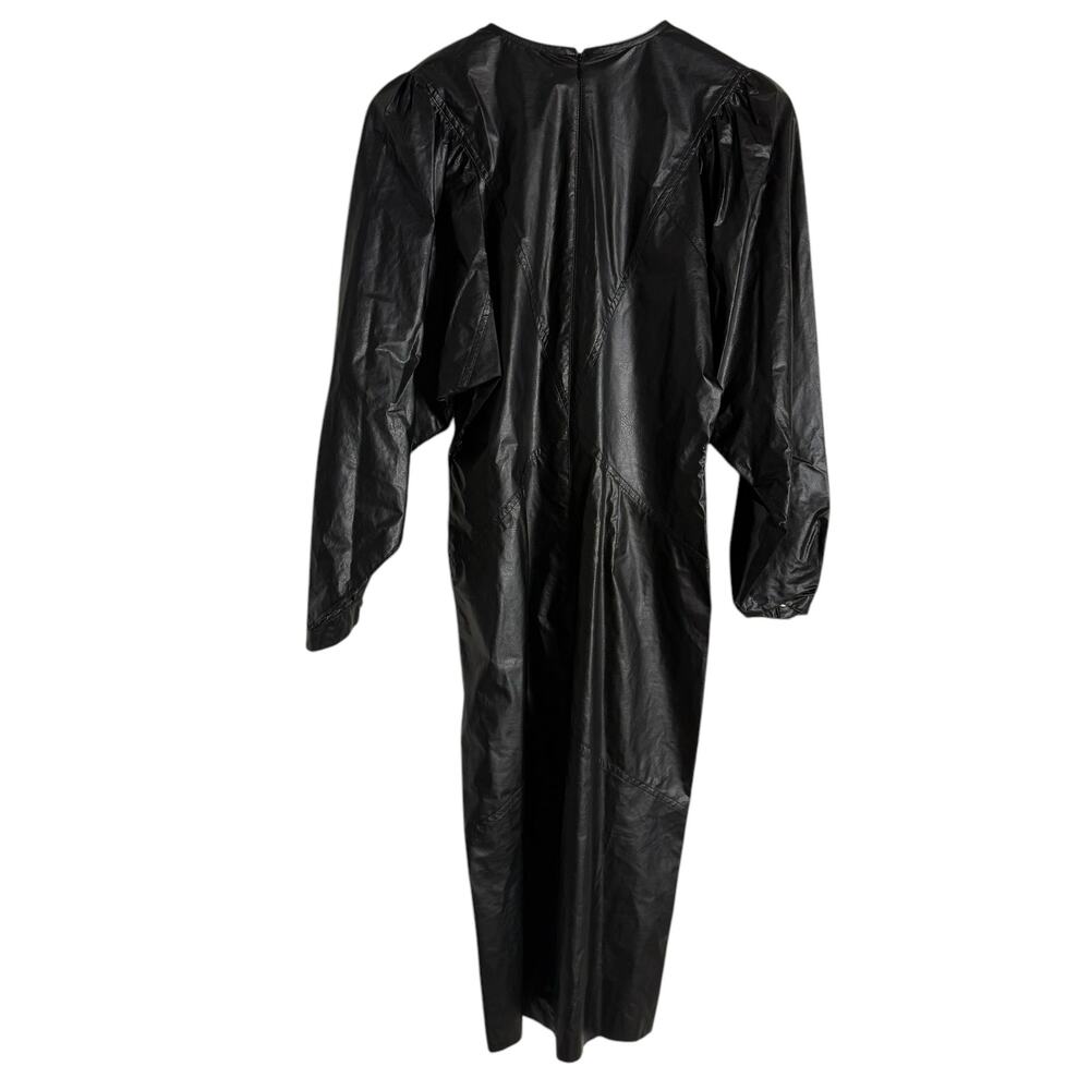 Isabel Marant Drea Black Faux Leather Long Sleeve Midi Dress Size 4 - Picture 11 of 16